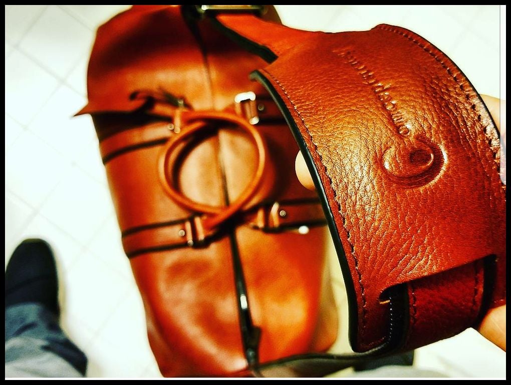 cognac leather duffle bag