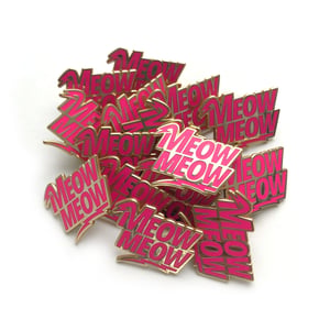 Image of meow meow enamel pin - enamel cat pin - david bowie pin - lightning bolt pin