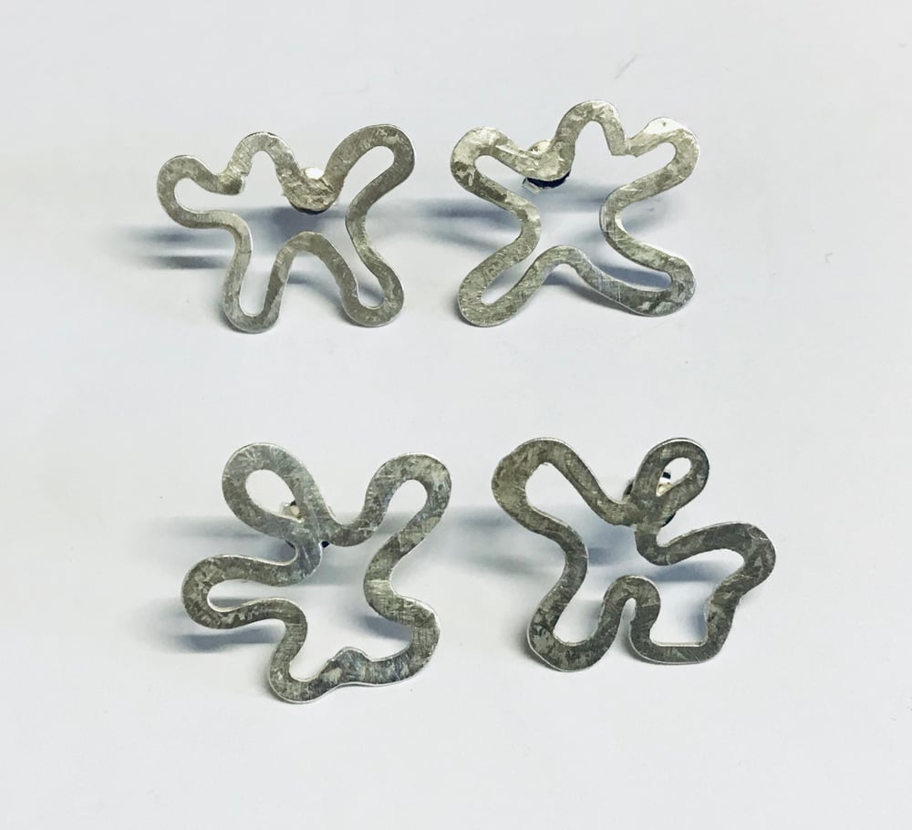 Image of Small squiggle silver studs 