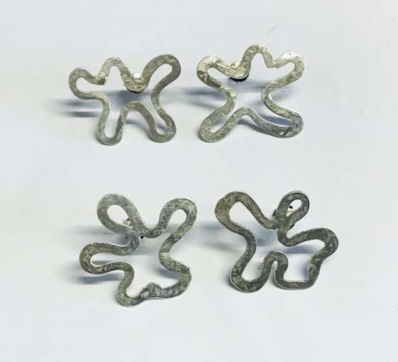 Image of Small squiggle silver studs 