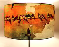 Image 1 of Swallows at Sunrise Drum Lampshade by Lily Greenwood (45cm, Standard/Floor Lamp or Ceiling)