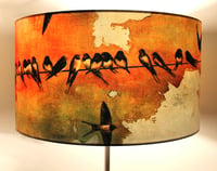 Image 2 of Swallows at Sunrise Drum Lampshade by Lily Greenwood (45cm, Standard/Floor Lamp or Ceiling)