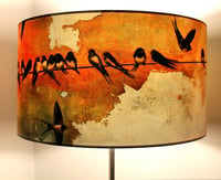 Image 3 of Swallows at Sunrise Drum Lampshade by Lily Greenwood (45cm, Standard/Floor Lamp or Ceiling)