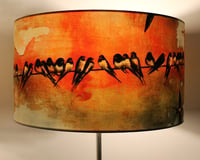 Image 4 of Swallows at Sunrise Drum Lampshade by Lily Greenwood (45cm, Standard/Floor Lamp or Ceiling)