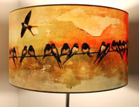 Image 5 of Swallows at Sunrise Drum Lampshade by Lily Greenwood (45cm, Standard/Floor Lamp or Ceiling)