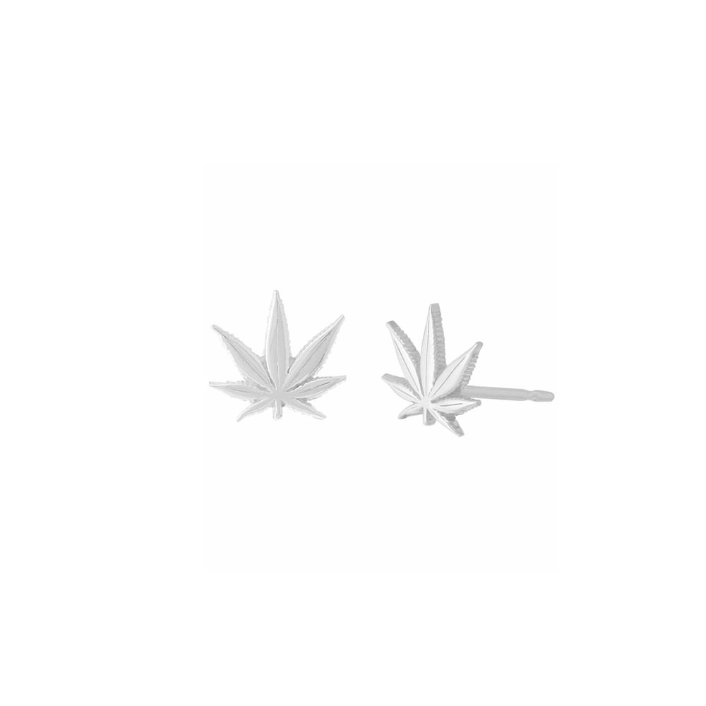 Image of Marijuana Sterling Silver Stud Earrings