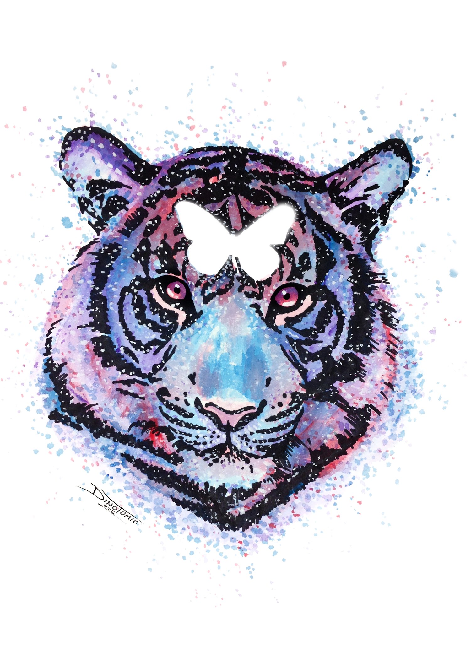 Image of #123 Tiger Splatter Drawing