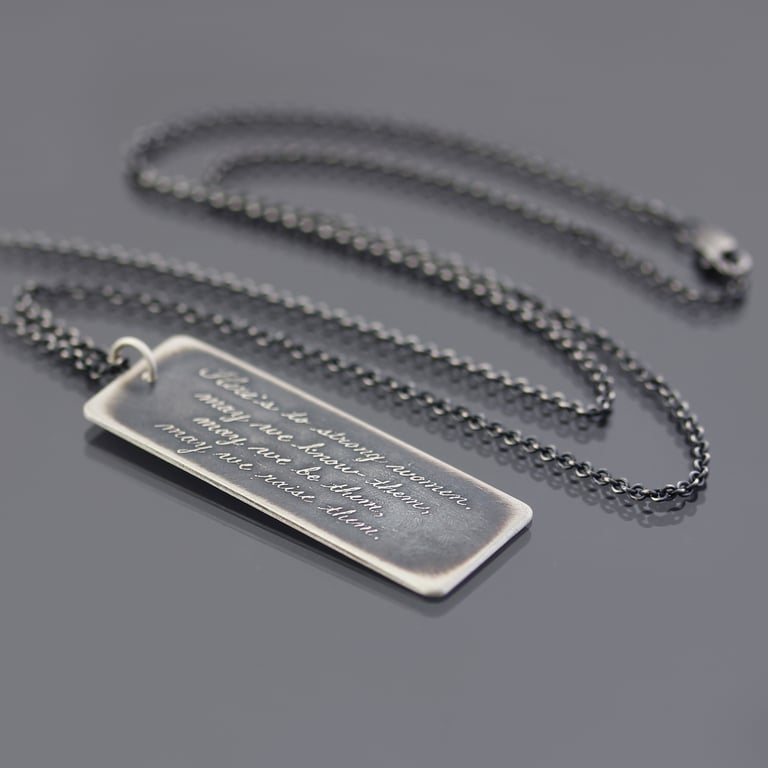 Sterling Silver Strong Women Quote Necklace Image 5