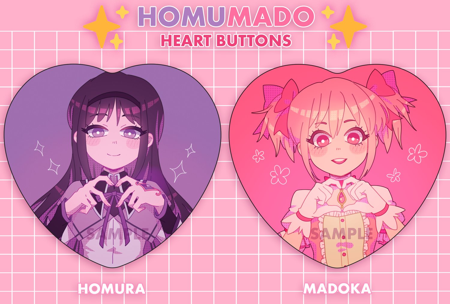 Image of Madoka Magicast! MadoHomu Button Set - Preorder