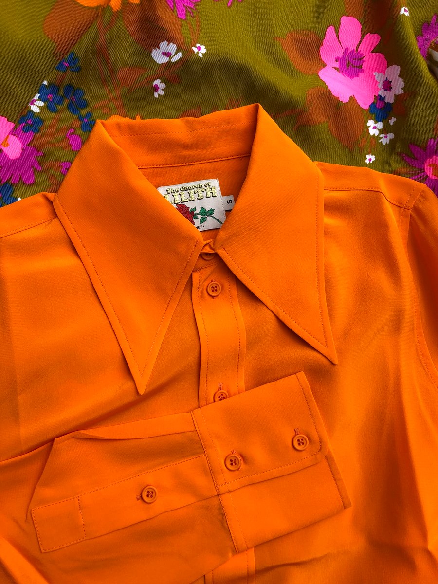 Image of Night Fever Silk Shirt - Tang Orange