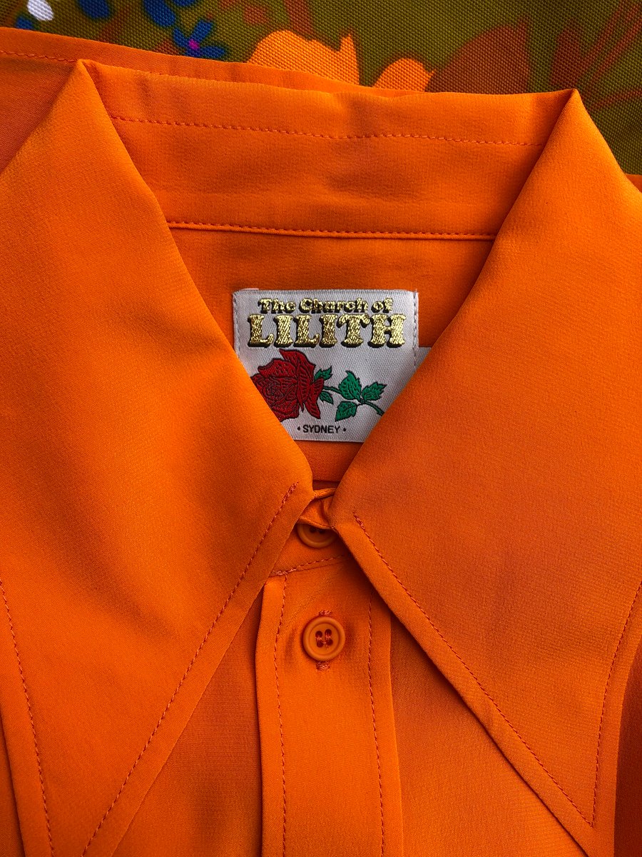Image of Night Fever Silk Shirt - Tang Orange