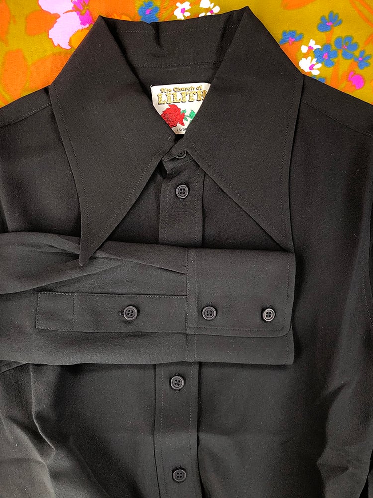 Image of Night Fever Silk Shirt - Black