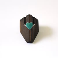 Image 1 of Kingman Heart Turquoise Sterling Silver Ring - Size 7