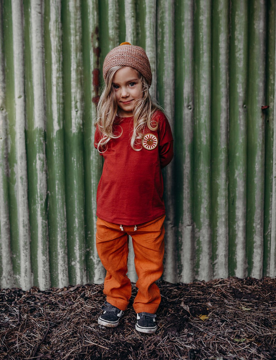 Image of Merino brick top sun patch