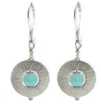 Image 1 of Peruvian Andean Opal Silver Flat Ring Earrings