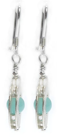 Image 2 of Peruvian Andean Opal Silver Flat Ring Earrings