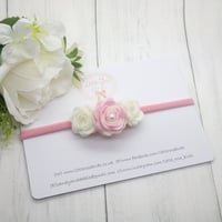 Image 1 of Pink / White 3 Rose Headband 