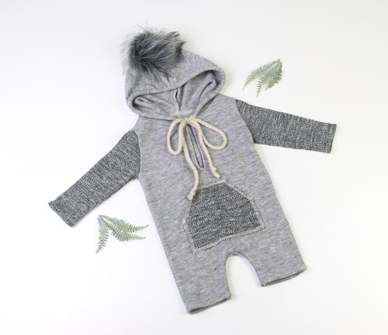 Image of Sitter Grey Boy Winter Romper - fits 6 to 9 months
