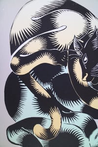 Image 5 of Zig Zag Cats!  –– Four coloured Screen Print or black and white linocut print