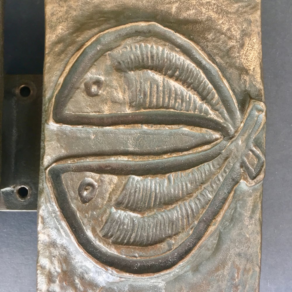 Image of Set of Bronze Door Handles with Fish Design