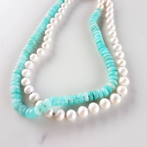 Amazonite & Pearl Helix Necklace 