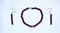 Purple Hematite Bracelet Earring Set 