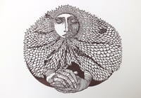Image 1 of Lizard Lady -- Linocut Print 