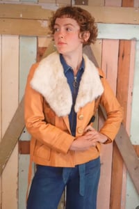 Image 4 of Vintage Leather Patchwork Jacket Xs/S