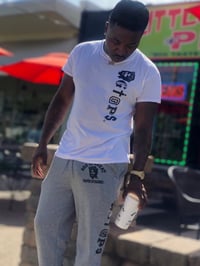 Image 3 of GOD IS GREAT PAPER STRAIGHT GREY w/ BLACK LETTERMAN LOGO JOGGER PANTS