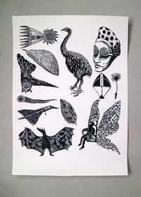 Image 1 of Flying with an Unflying Bird - Lino cut print