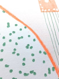 Image 2 of This on That (Green and Orange) - 2 colour Risograph print