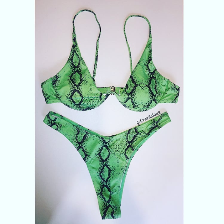 green snakeskin bikini