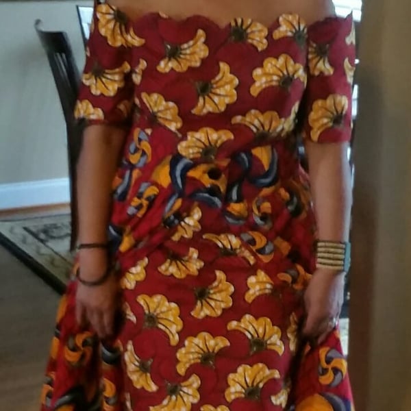 Image of African print dress with skirt