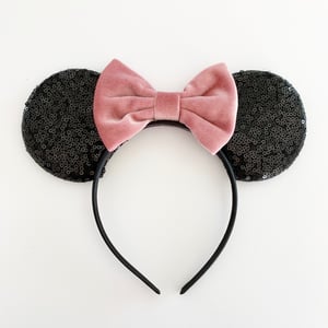 Image of Black Mouse Ears with Velvet Bow