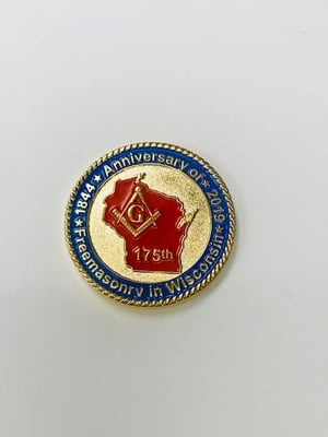 Image of The 175th Anniversary of Freemasonry in Wisconsin Challenge Coin (3-Pack)