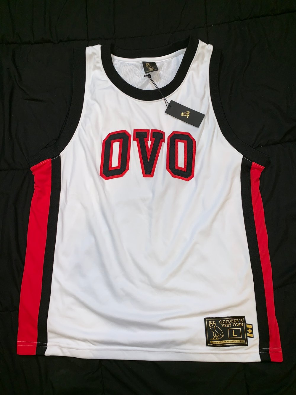 Image of White/Red OVO Basketball Jersey