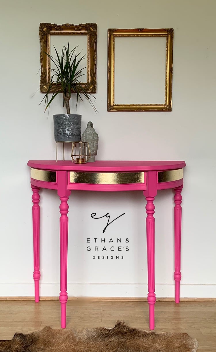 Image of Pink & gold half moon table