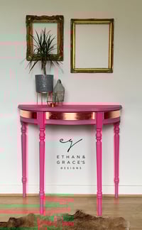 Image 1 of Pink & gold half moon table 