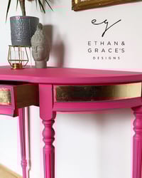 Image 2 of Pink & gold half moon table 