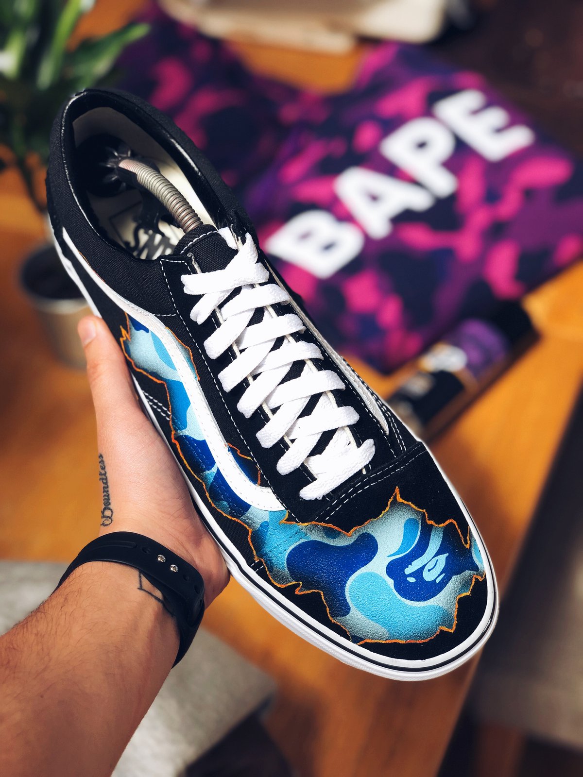 purple bape vans