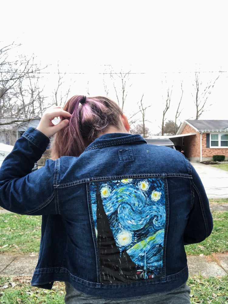 Image of Hand Painted Starry Night Denim Jacket