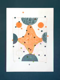 Image 1 of This on That (Orange and Teal) - 2 colour Risograph print