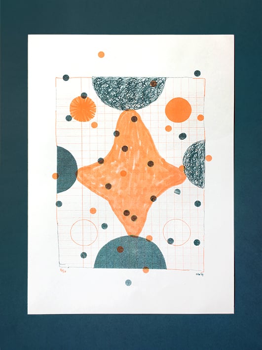 Image of This on That (Orange and Teal) - 2 colour Risograph print