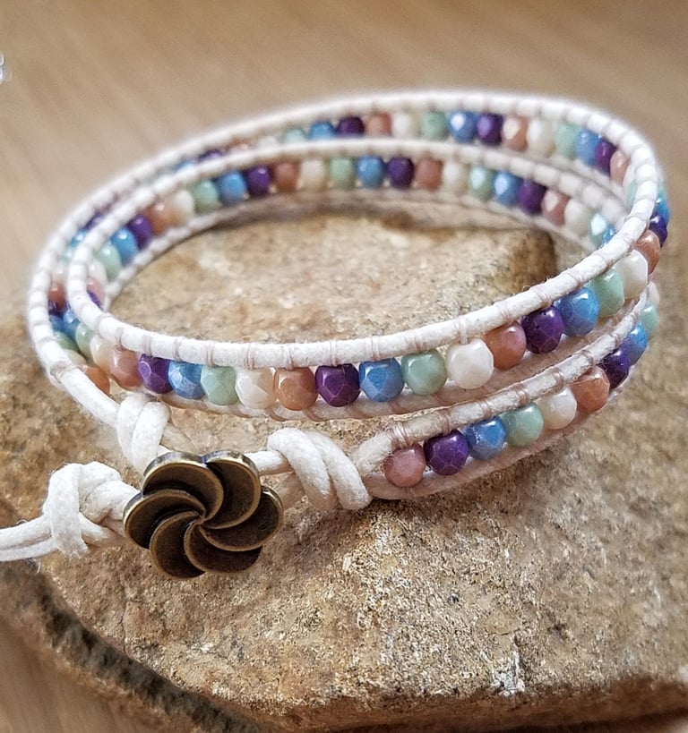Czech Beaded Wrap Bracelet Image 3