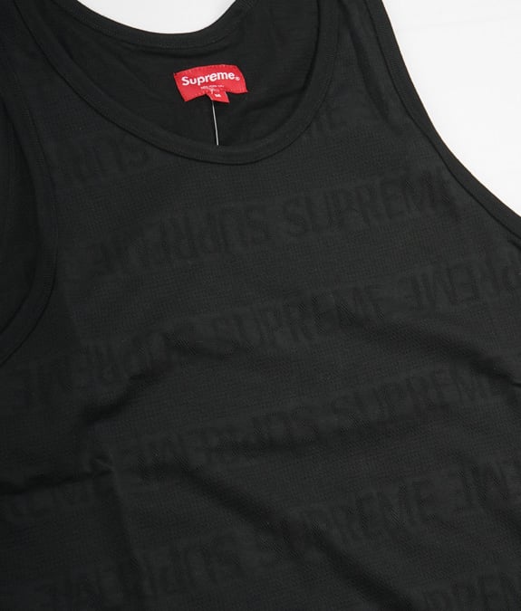 Image of Supreme Mesh Stripe Tank Top Black Sz L