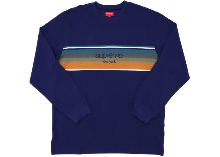 Image of Supreme Shadow Stripe LS Top Navy