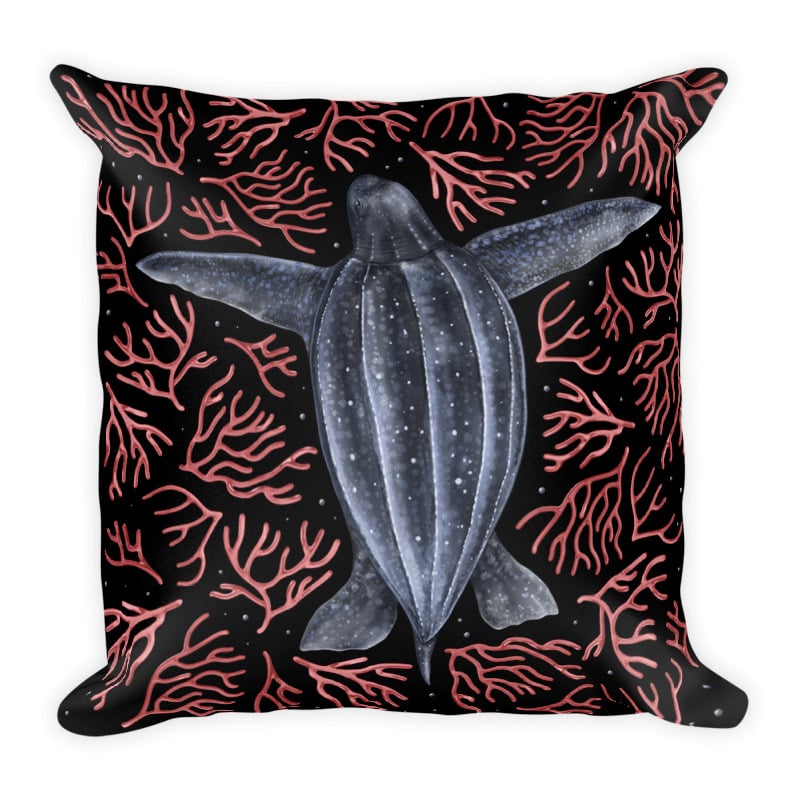 Image of Leatherback Sea Turtle and Corals Pillow