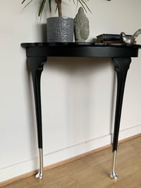 Image 3 of Stunning black & silver leaf half moon table
