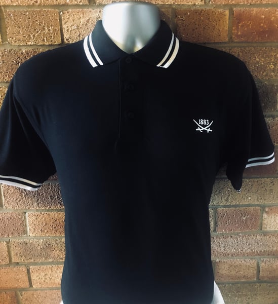 Image of Black and White Short Sleeved Polo Shirt
