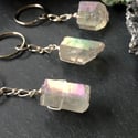 Iridescent Aura Quartz Crystal Keyring